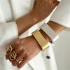 Geometrisches Quadrat Legierung Armreif Hoher Glanz Gold- oder Silberfarbenes Armband Bequemes Breites Manschetten Armband für Trendsetter