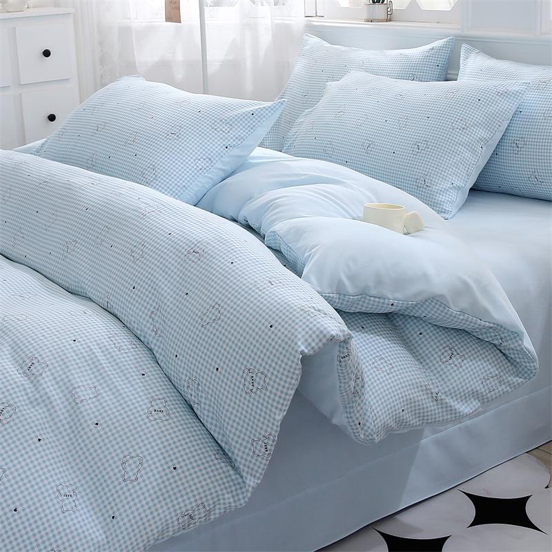 New Spring Duvet Cover Class A Double Yarn Printed Knitted Cotton 3-4 Piece Quilt Bed Sheet Pillowcase Small Fresh Bedding