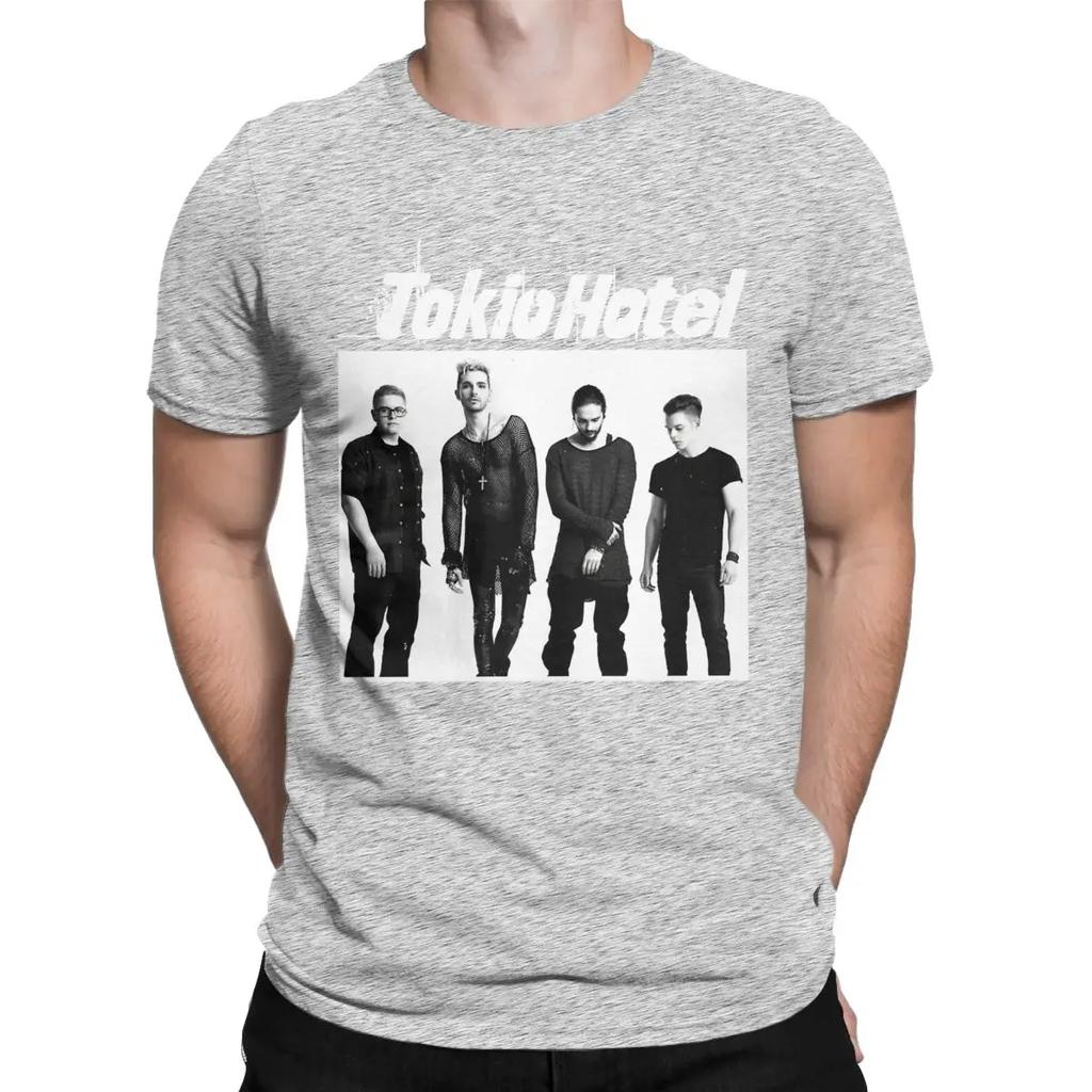 Tokio Hotel Vintage Beyond The World Men T Shirts Casual Tee Shirt Short Sleeve Crew Neck T-Shirt Cotton Graphic Clothing