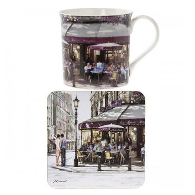 [Q3016] – Porzellanbecher + Bock-Set „Café Amour“ (Macneil) – 88 x 88 mm