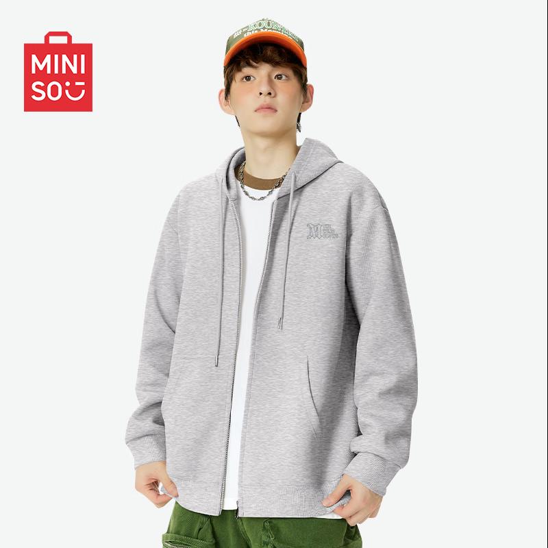 MINISO Men's American Style Heavyweight Zip-Up Hoodie