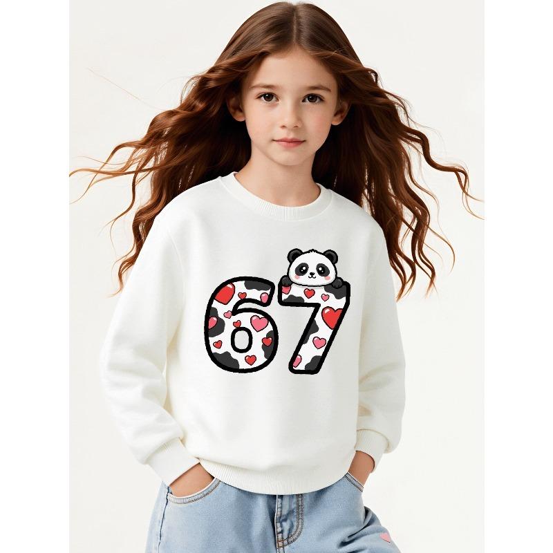 European sizes Kids Casual Sweatshirt Printed Round Neck Pullover, Kids Round Neck Sweatshirt with Fashion 67 Theme Feature Print for Kids 110