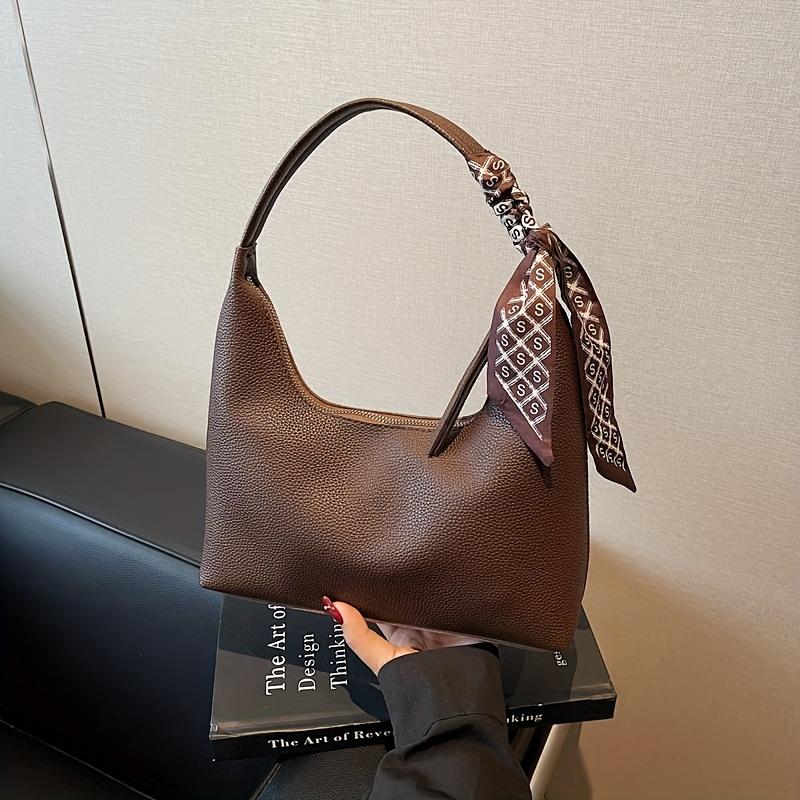 Borsa a Spalla Singola da Donna Borsa a Spalla Singola Scarf Retrò Francese Borsa a Tracolla con Texture Litchi Versatile da Pendolare Borsa a Mano di Alta Gamma
