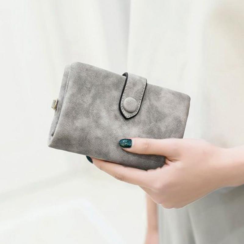Cartera de mujer de cuero nobuk, billeteras cortas para mujer, tarjetero múltiple de 3 pliegues, billeteras de alta calidad para mujer, funda para monedero
