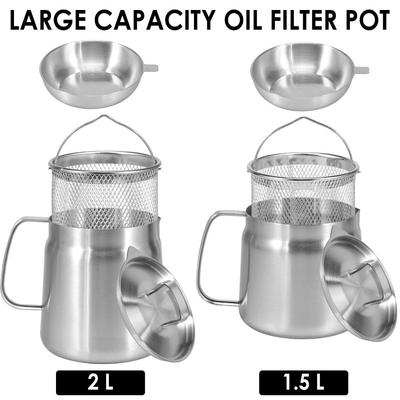 Panela Peneira de Óleo com Capacidade de 2/1,5L Malha Fina Multifuncional Lata de Armazenamento de Óleo Recipiente de Gordura Ferramenta de Cozinha