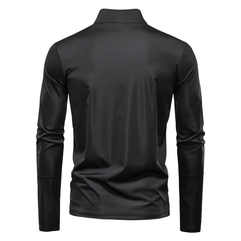 TrendHub Men's UPF100+ Sun Protection Long Sleeve Shirt Solid Color Zipper Outdoor Shirts Stand Collar Quick Dry T Shirts