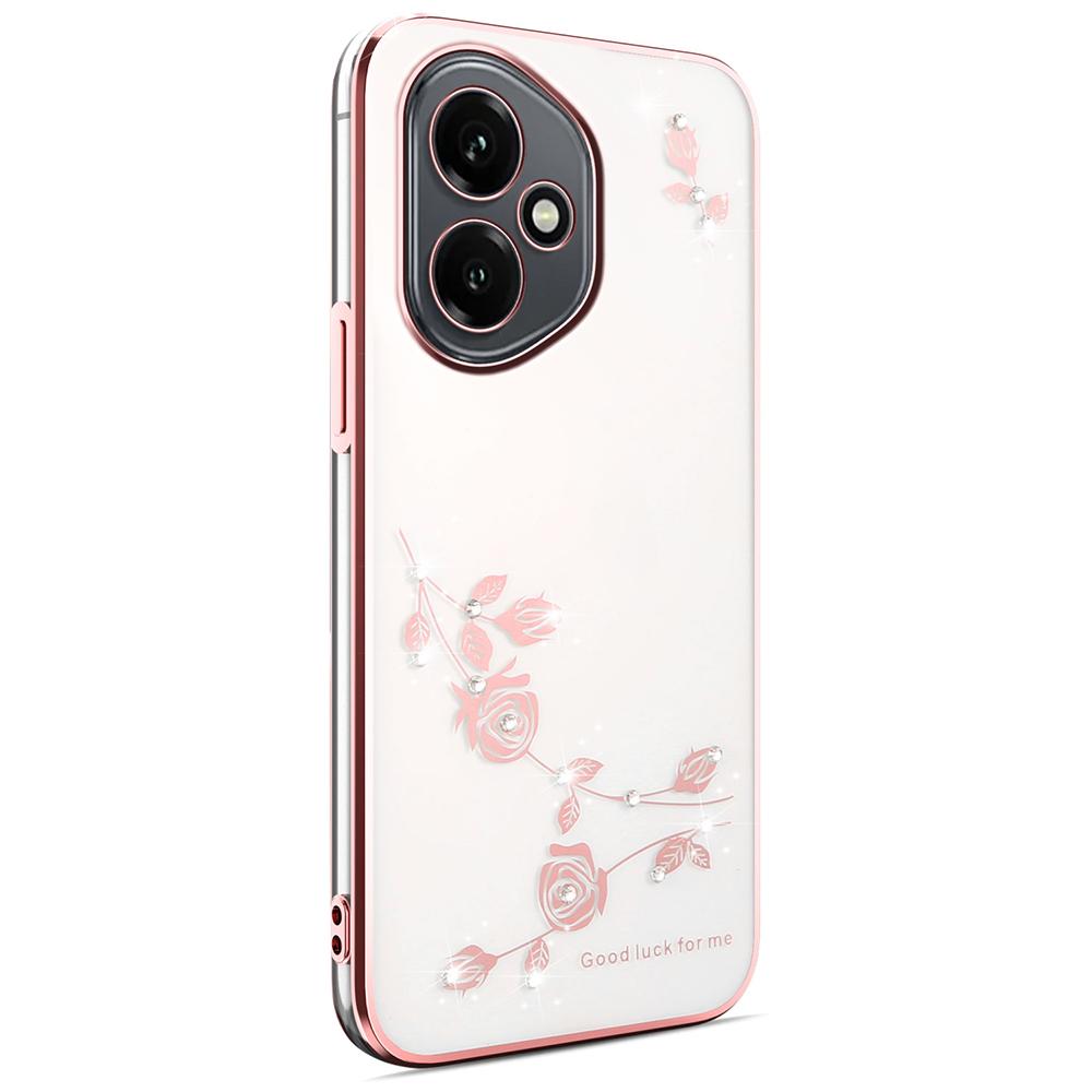 

KADEM для Honor 400 5G (Глобальный) Чехол Цветок Декор Стразами TPU Чехол для Телефона Rose Gold