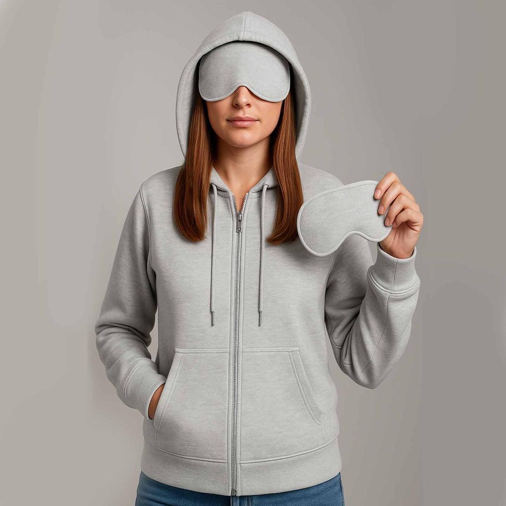 Unisex Hooded Casual Long Sleeved Solid Color Zipper Loose Sweatshirt Jacket