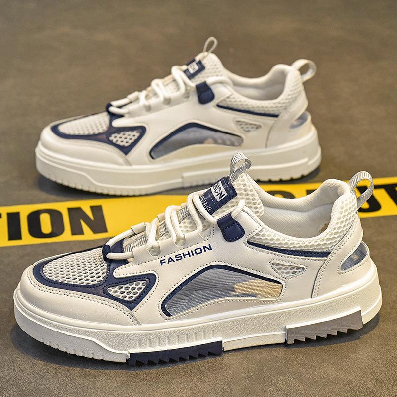 Fashion Summer Breathable Men's Vulcanized Shoes Comfortable Lace-up Outdoor Running Shoes 2025 New Mesh Casual Sneakers Tenis Masculino