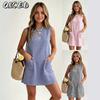 Robes décontractées d'été et de printemps pour femmes, col rond, sans manches, mode