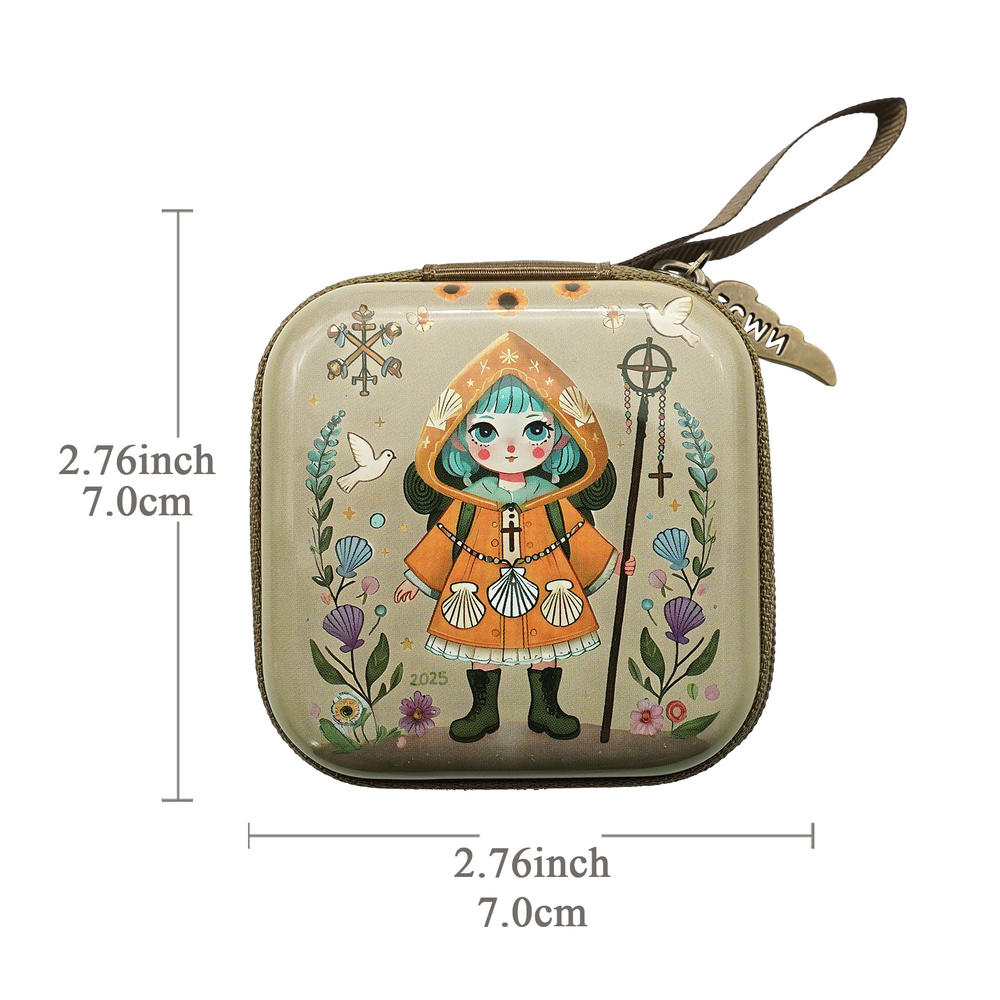 9x7cm Virgin Mary Jesus Prayer Rosary Bag Religious Jewelry Storage Box Prayer Beads Rosary Box Christian Gifts