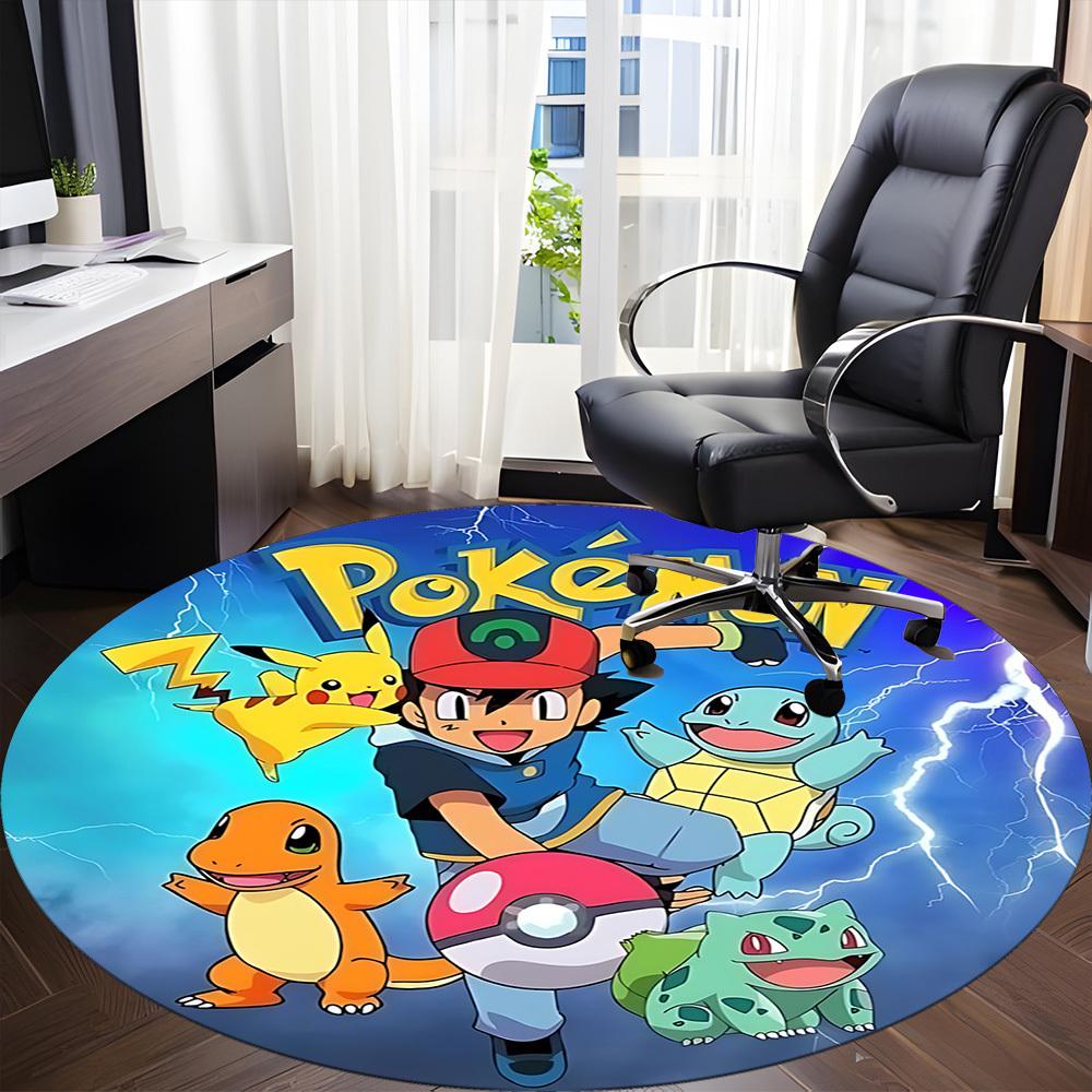 1 stuks Pokemon Personages Kantoor Ronde Vloerkleed, Binnenmat Geschikt Voor Kantoor, Slaapkamer Woonkamer Huisdecoratie, Kamerdecoratie, Offic a0928172