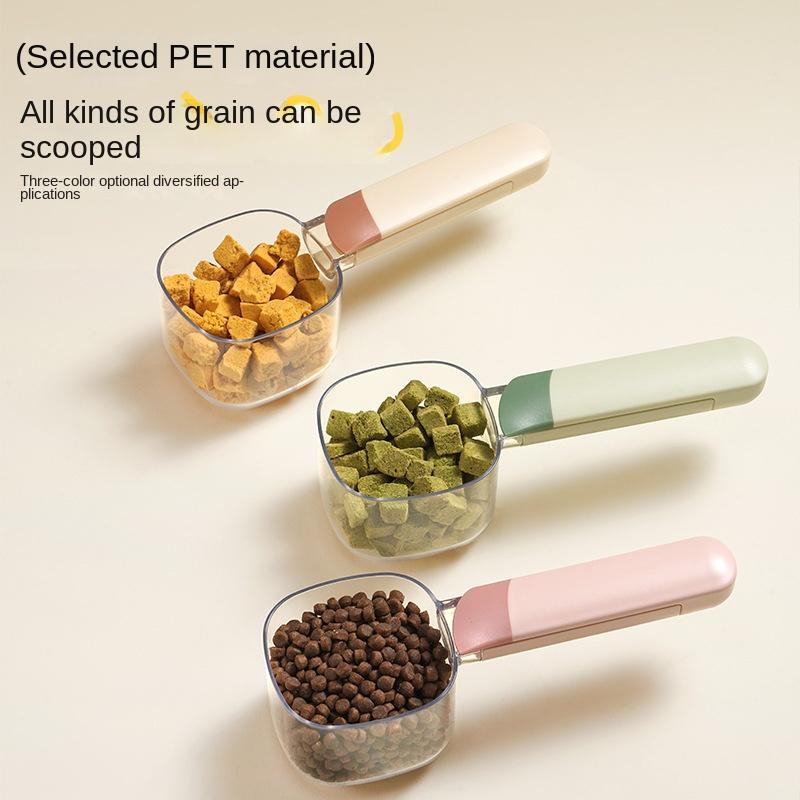 Pet Food Scoop Multi-Functional Sealed Storage Shovel with Measuring Cup for Cats and Dogs Pet Supplies