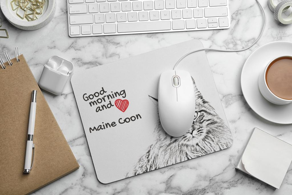 Maine Coon - Art-Dog markasından baskılı mouse pad, kişiselleştirilmiş kedi pedi, ofis çalışanı için benzersiz alet