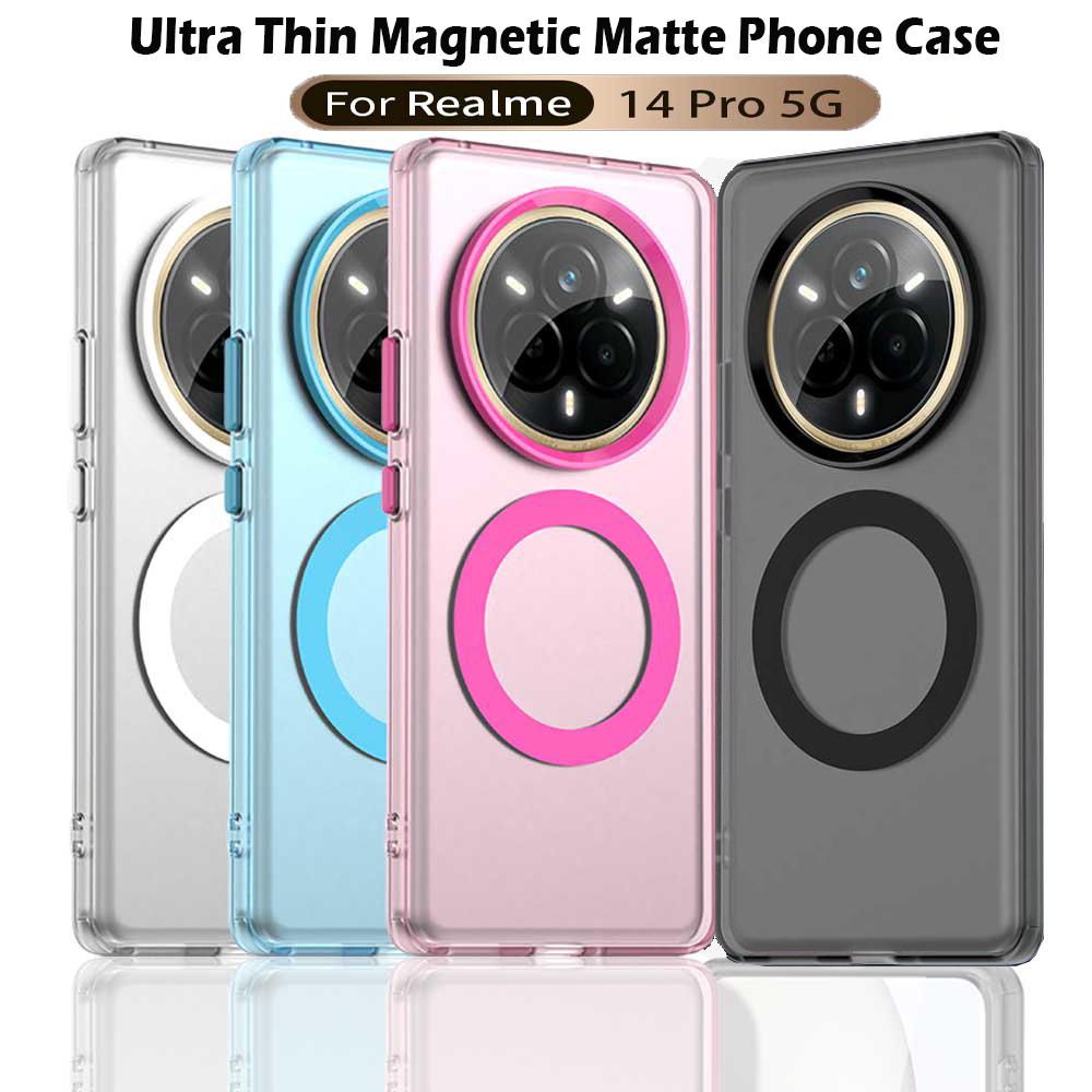 Magsafe Matte Phone Case For Realme 14 Pro 14 Pro+ 5G Magnetic Wireless Charging For Realme 14 Pro 14 Pro+ Shockproof Back Cover