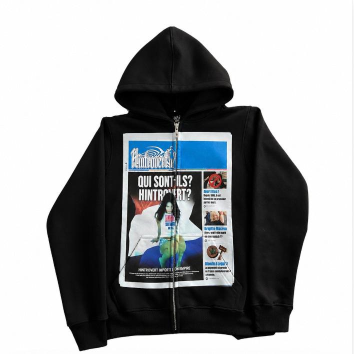 Long-sleeve pullover zipper print y2k loose sweatshirt jacket, vintage hoodie, trendy street style, unavailable on high streets