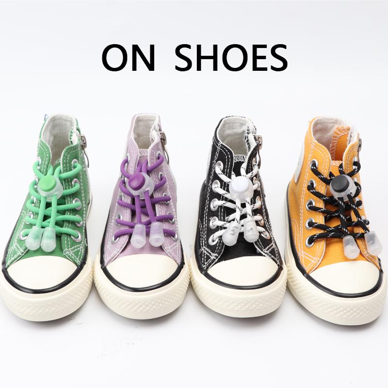 Spring Lock Shoelaces No Tie Shoe Laces Sneakers Round Elastic Shoe Lace Kid Adult Quick Without Ties Shoestrings Rubber Bands