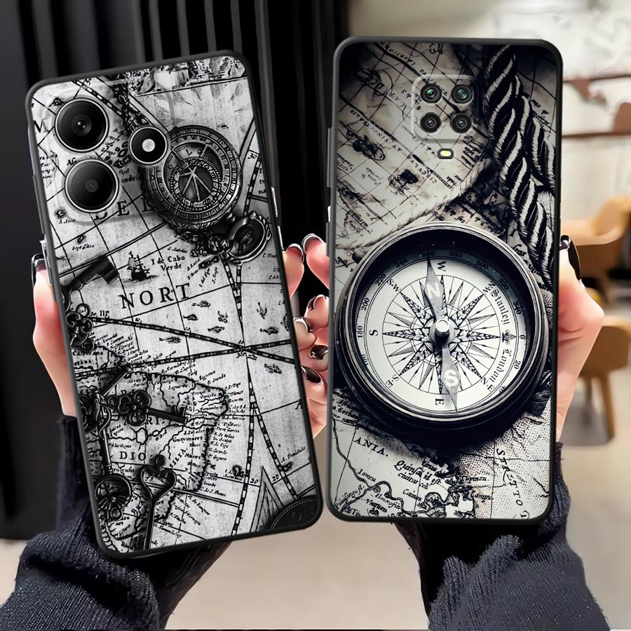 Phone Cover Case for Xiaomi Redmi Note 14 A1 9 8 7 12 11 14C 10 K80 A4 A5 13 Pro Plus A3 12C 13C A1 K40 A2 Retro Map Table