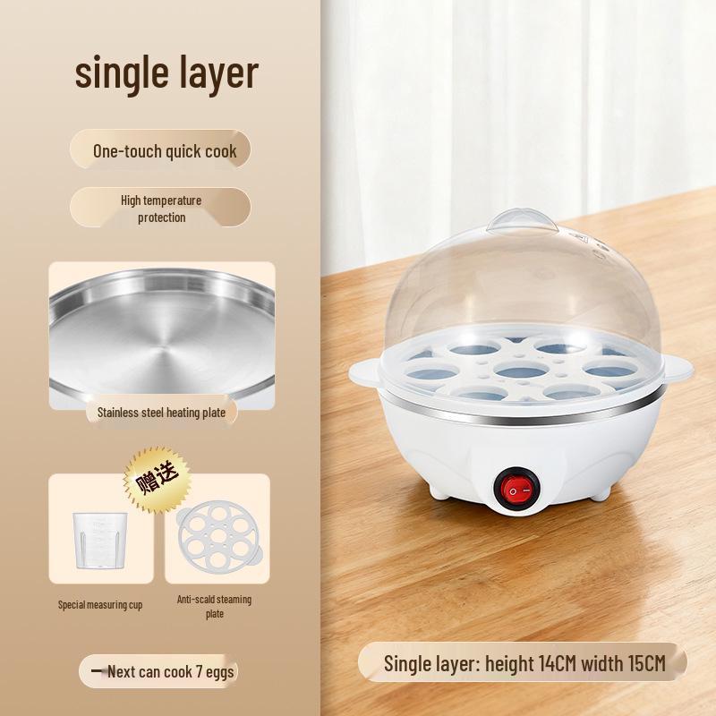 1-Person Multifunctional Egg Cooker with Auto Power Off & Anti-Dry Burn