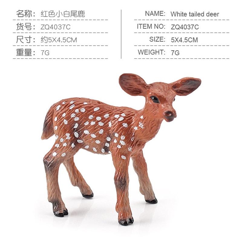 Children'S Science And Education Cognition Simulation Forest Animal Red White-Tailed Deer Elk Sika Deer Model Ornament Toy
