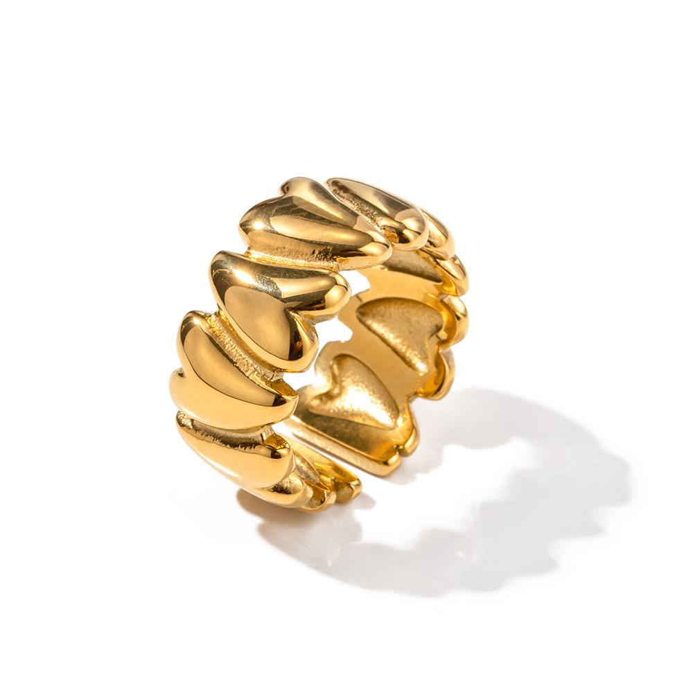 Yori Stainless Steel Metal Heart Open Ring 18K Gold Color Plated Minimalist Trendy Fashion Jewelry Accessories Gift