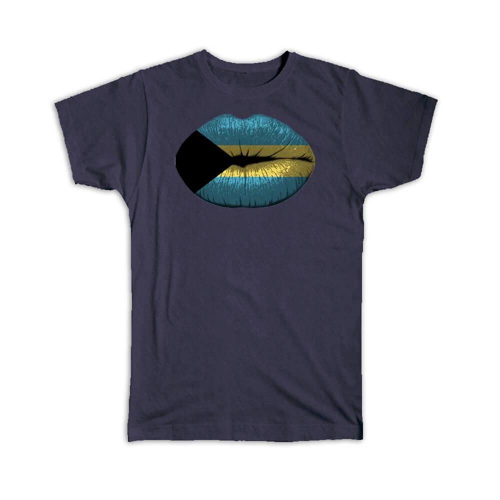 Gift T-Shirt : Lips Bahamian Flag Bahamas Expat Country For Her Women Feminine S