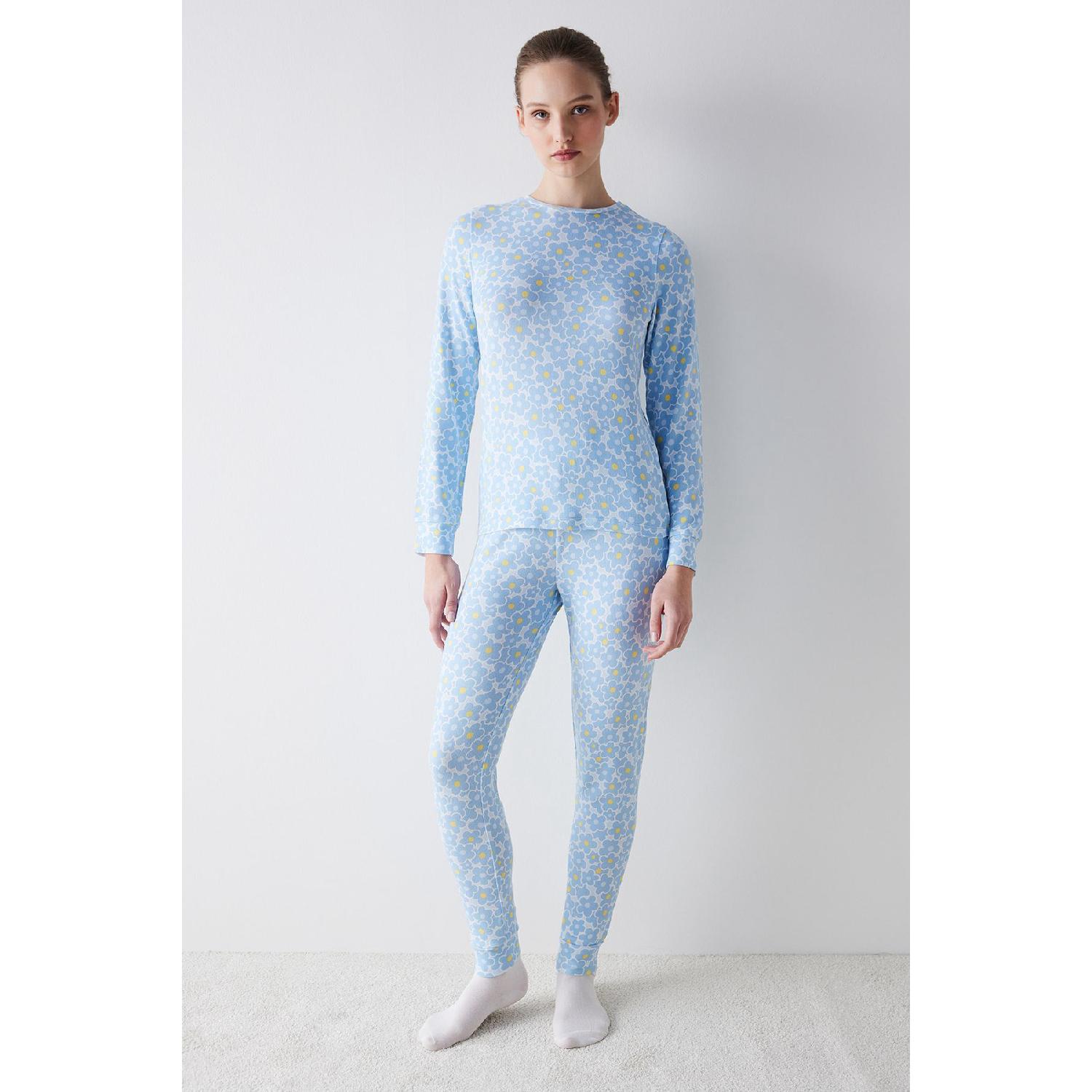 

Flower Garden Thermal Light Blue Pajama Set XS синій