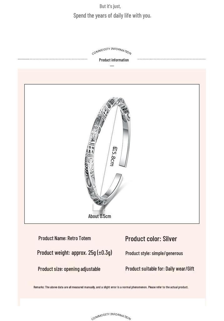 Silver-Plated Bohemian Mobius Strip Cuff Bracelet for Women