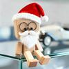Christmas Shaking Wooden Man Figurine Dashboard Decoration Small Ornaments Leg-swinging Robot Figurine Creative Gifts Accessorie