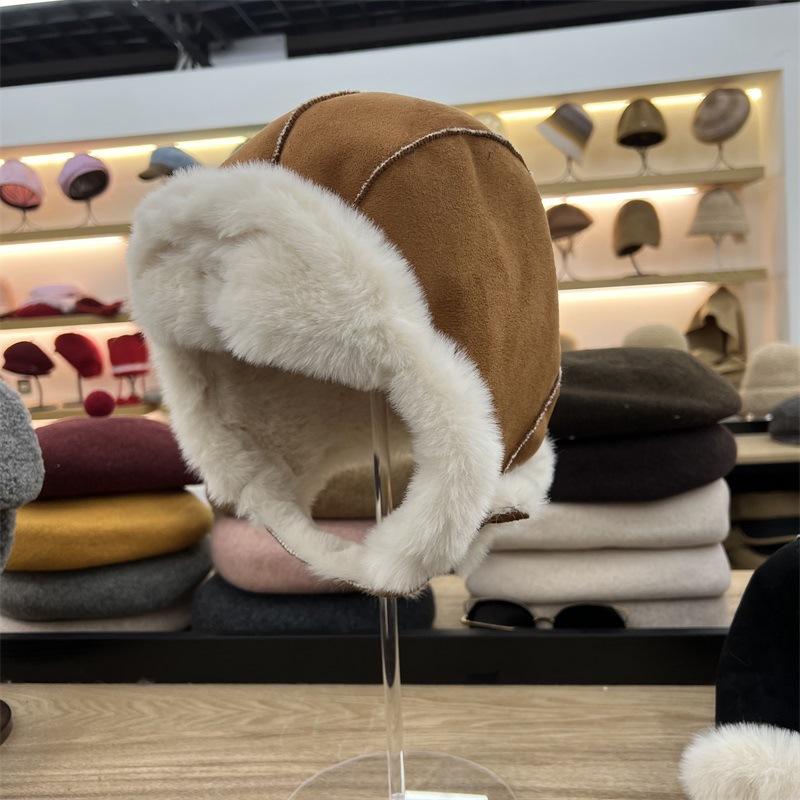 

Замшевая ветрозащитная теплая бархатная шапка-ушанка зимняя мужская и женская уличная модная милая с защитой ушей снежная шапка M（56-58cm） верблюд