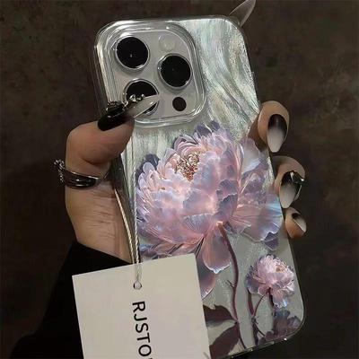 Rosa Pfingstrose Lotus Handyhülle für Xiaomi Redmi Note 14 13 12 12S 11 10C 13C 14C 10 S Pro Plus 4G 5G Feder Chiffon-Textur Abdeckung