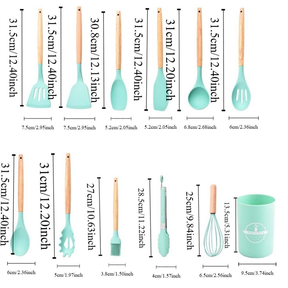 12pcs Heat-Resistant 12-piece Set Kitchen Utensils Multi-functional Save Space Silicone Kitchenware Set Eco-Friendly