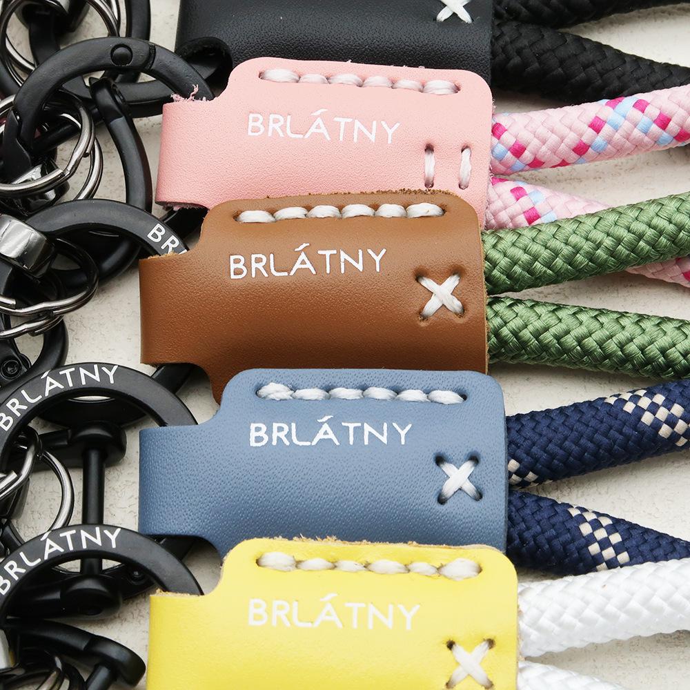 Handmade French Bulldog Genuine Leather Keychain with Anti-Lost Woven Rope Lanyard.