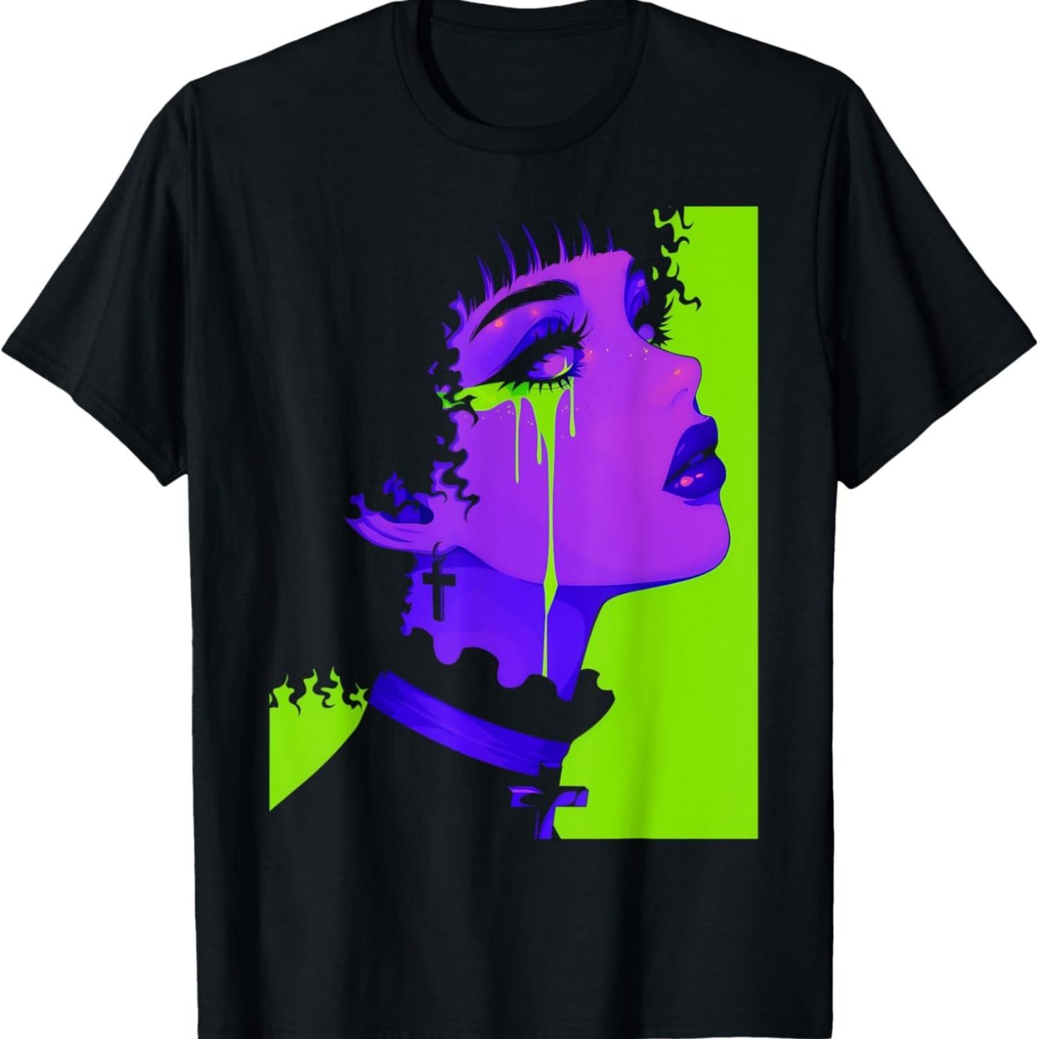 Киберготика Киберкор Гранж Панк Готическая Девушка Альтернатива Аниме Манга Футболка S чёрный