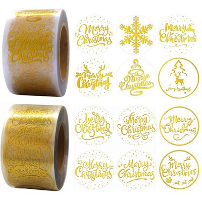 500 stuks 1 inch Ronde Transparante Merry Christmas Stickers Zelfklevende Feeststickers Voor Kerstdecoratie Bruiloftsfeest Kaarten