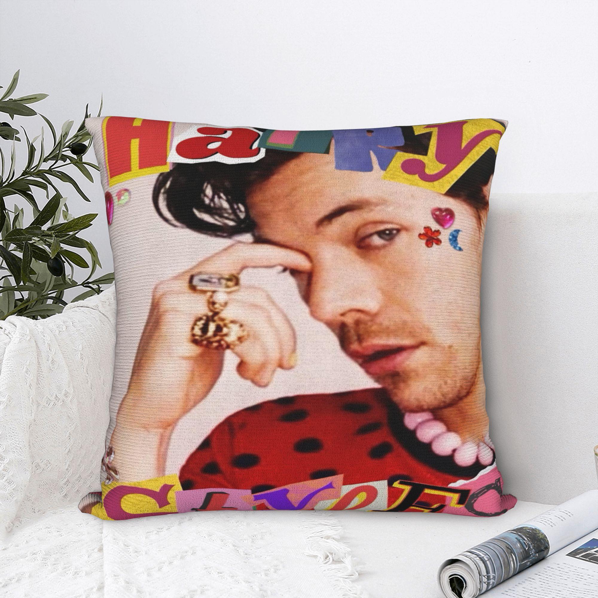 Annier Unisex Harrys Styles Pillow Cover Soft Cushion Cover Retro Trendy Pillow Case For Living Room Chair