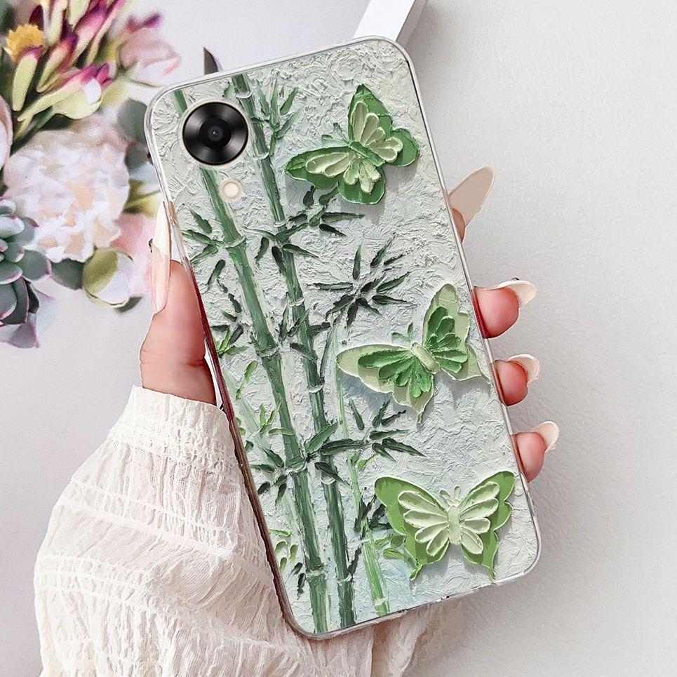 Case For Oppo A17k A17 4G Back Cover Oppo CPH2471 CPH2477 Colorful Butterfly Flower Painting Phone Cases Transparent Soft TPU