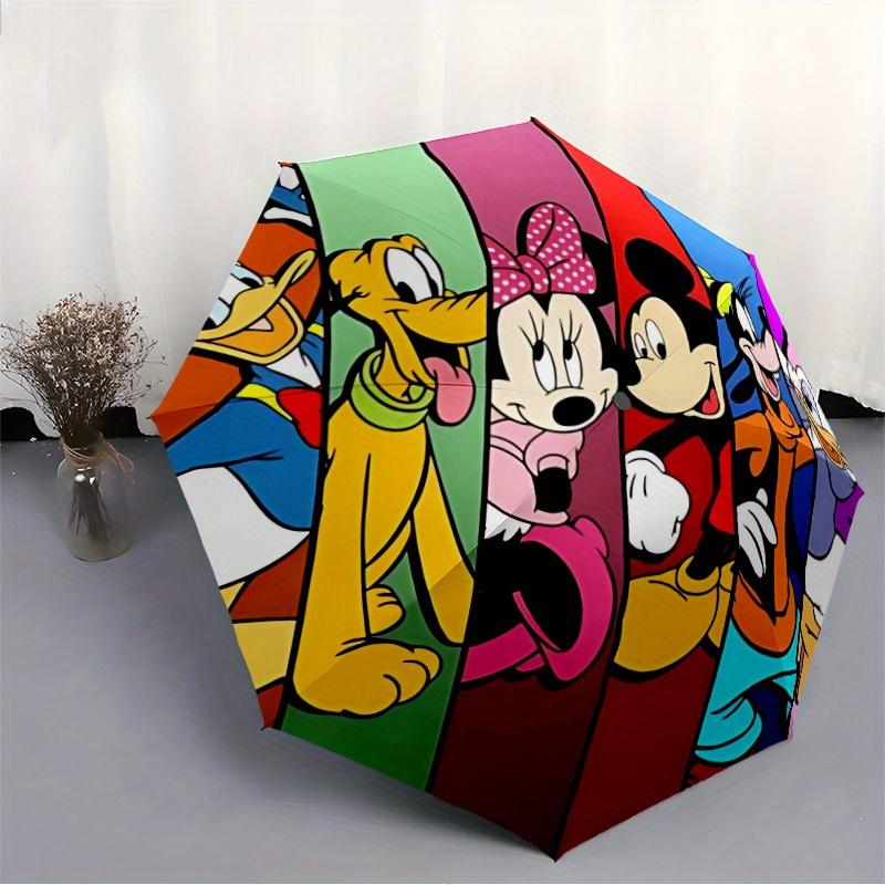 1pc Mickey Mouse Automatic Folding Umbrella: Compact 8-rib Design Outdoor, Casual Accessory, Durable Canopy