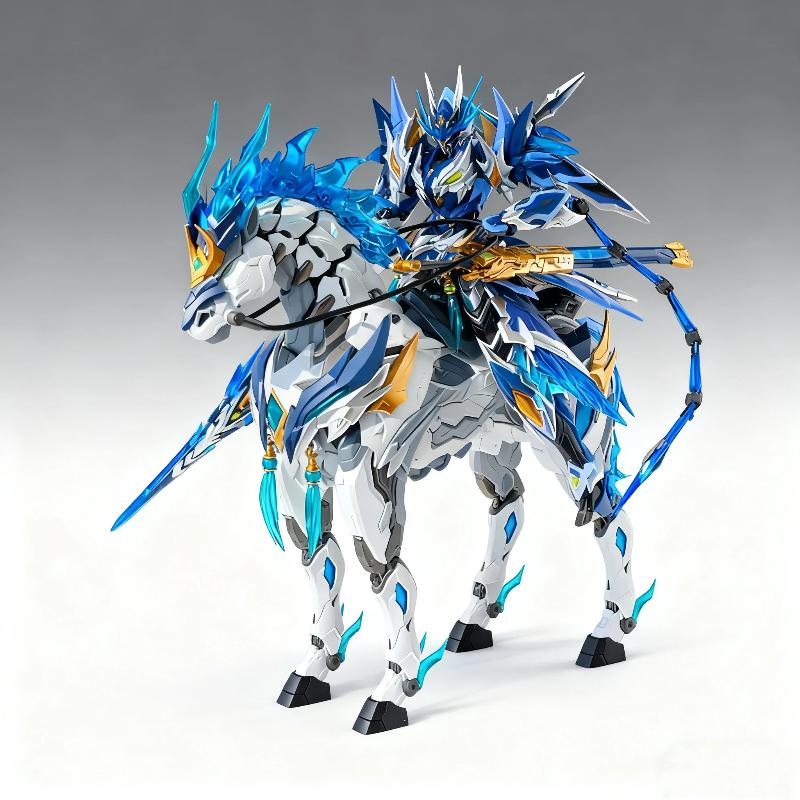 Motor Nuclear Zhao Yun Assembly Model Kit Action Figure With Yulan White Dragon Horse Alloy Skeleton Desktop Decoration Boy Gift