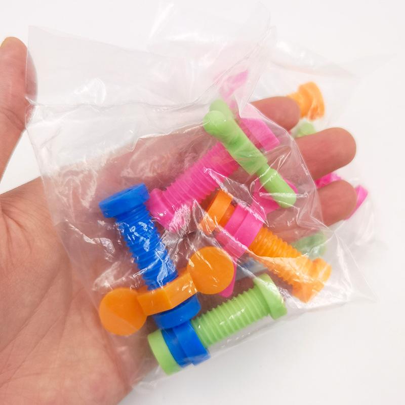 Kids 4pcs Colorful ABS Screwing Toy Rotating Screw Pencil Cases Sensory Anti Stress Relief Fidget Toys for Autism Children Gifts