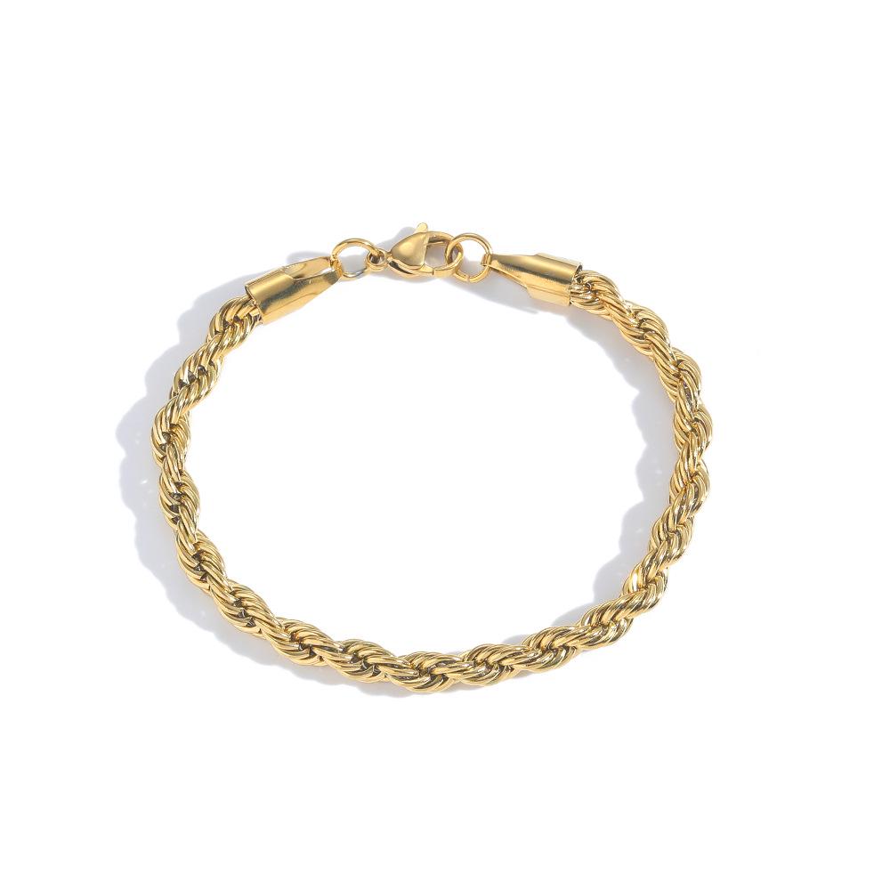 Mehrbreiten Mehrfarbiges Drehkettenarmband: 2mm-6mm, Plattierter Edelstahl