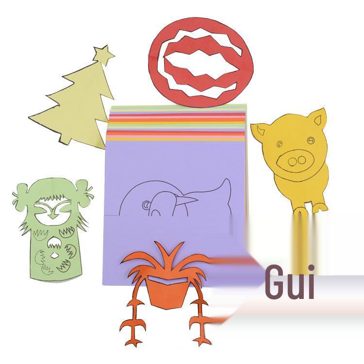 Buntes Origami DIY-Set: Lustiges pädagogisches Papierschneideset für Kinder