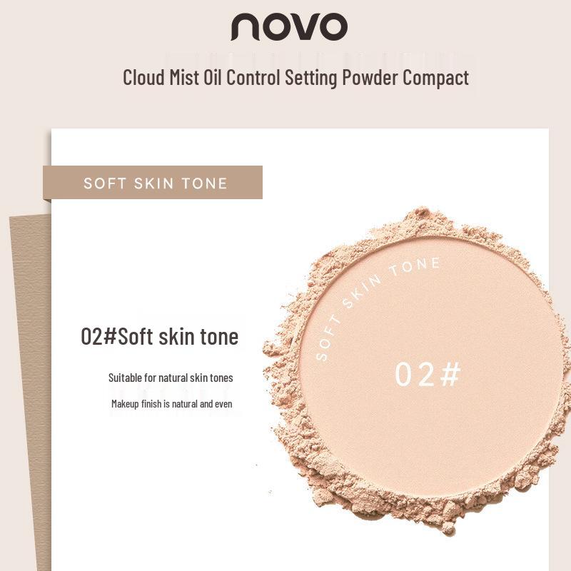

NOVO Dual-Use Oil-Control Pressed Powder: Long-Lasting, Waterproof, Non-Caking, Concealing Setting Powder for Students (Wet/Dry).