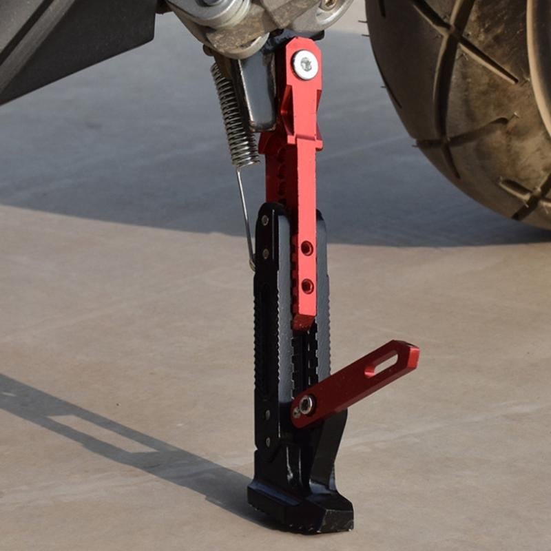 Motorcycle Extendable Stand Holder E-Bike Scooter Replacement Kickstand Adjustable Foot Side with Spring and Screws