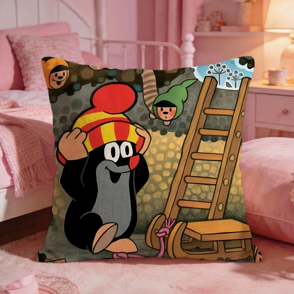 TThe Little MoleS Anime Cushion Cover Premium Comfort Reversible Pillow Cove Two In One Design For Any Room Car Interior