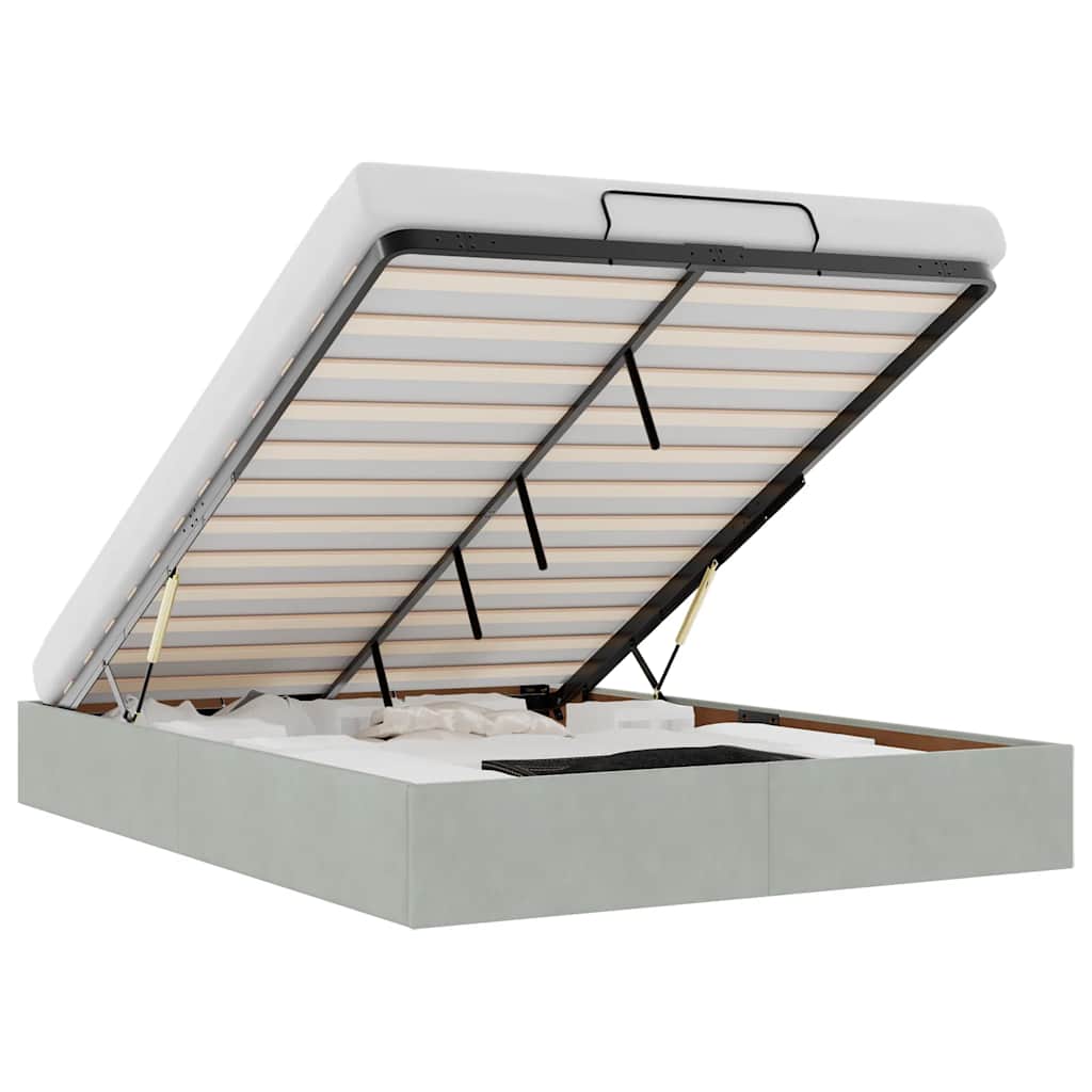 Ottoman Bed without Mattress Light Grey 140x190 cm Velvet