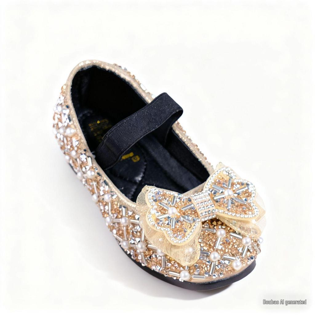 Autumn 2025 Rhinestone Princess Flats for Girls - Leather Dance Performance Shoes