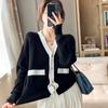 Autumn Long Sleeve V-neck Knitted Sweater Jacket Women's Cardigans Winter Slim Fit Single Breasted Sweater Cardigan Elegant Solid Lady Knitwear 25332