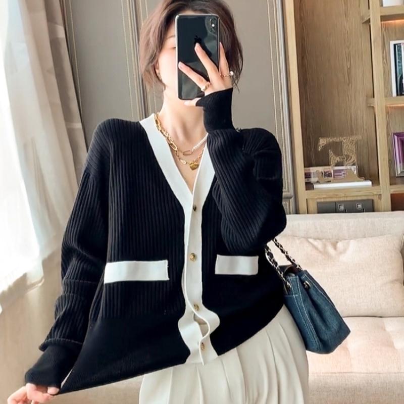 Autumn Long Sleeve V-neck Knitted Sweater Jacket Women's Cardigans Winter Slim Fit Single Breasted Sweater Cardigan Elegant Solid Lady Knitwear 25332