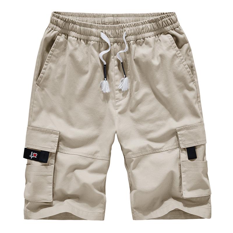 Pantaloncini da lavoro da uomo in cotone a vestibilità larga con tasche multiple